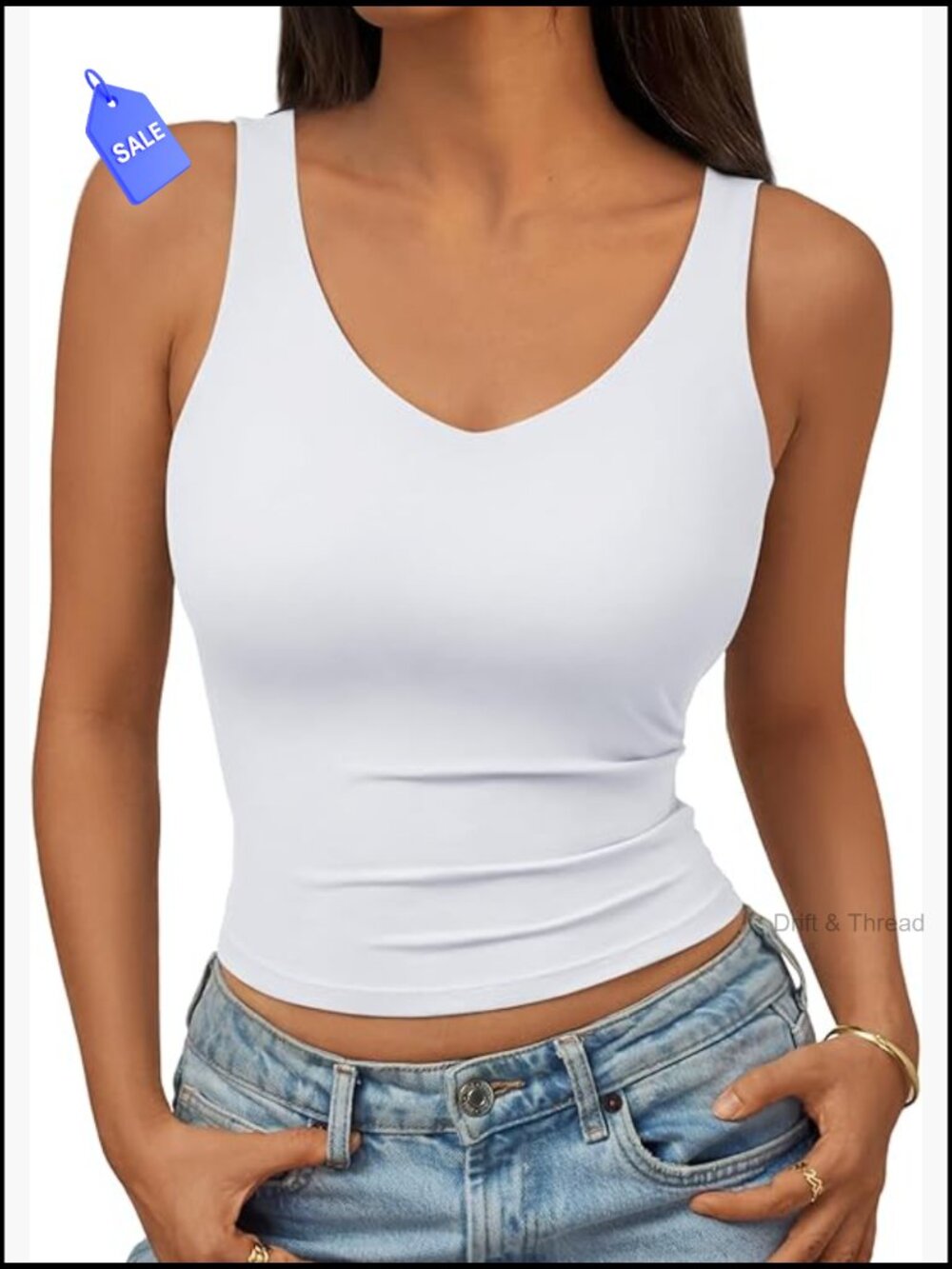 Double Lined Crop Tank Top Sleeveless V-Neck Camisole Summer Fashion